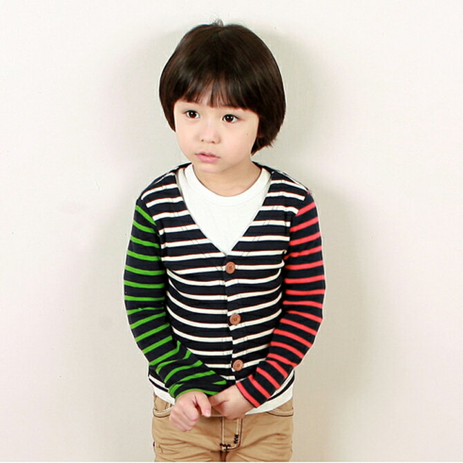 韓国子供服【wittyboy】 (ウィッティーボーイ カーディガン) クレイジーカラーカーディガン【ラッピング不可】