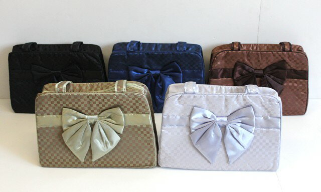 【NaRaYa】ナラヤ　サテン 格子 リボン ハンドバック/トートバッグ NBC-263ラッピング・返品不可のサムネイル