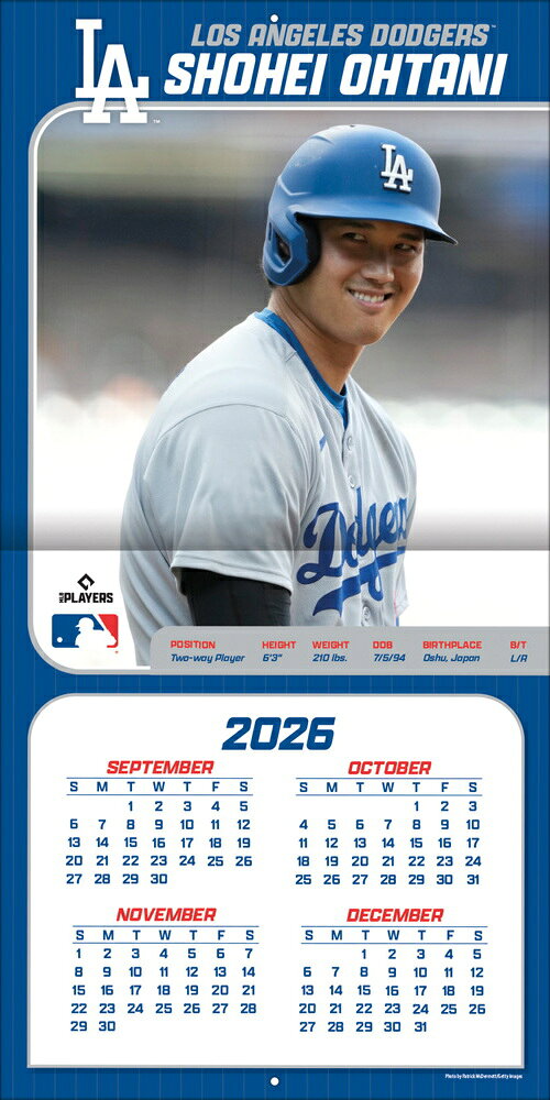 カレンダー 大谷翔平 壁掛け 2027年 令和9年 輸入版 MLB公式 ロサンゼルス ドジャース 野球選手 スポーツ 大人気 ダイアリー ターナー Turner zb20085 zb-20085 (3)