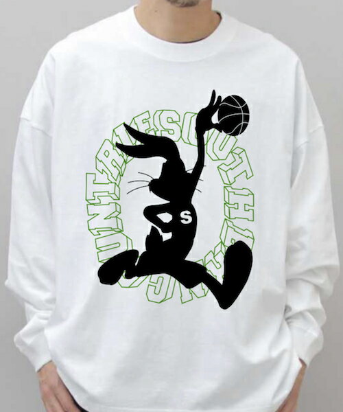 【送料無料!ステッカープレゼント】T-shirt long ロンT ストリートファッション おしゃれ 高品質 白 黒 ホワイト ブラック かっこいい ストリートブランド ユニセックス NBA バスケ ジョーダン ダンク うさぎ ウサギ カワイイ 可愛いストリート系 ロゴ ダンス衣装