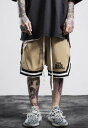 ハーフパンツ バスケ パンツ ズボン 紐 夏 春 涼しい かっこいい B系 ヒップホップ HIPHOP ストリート系 半ズボン オーバーサイズ ビッグシルエット メンズ スケーター 送料無料 シンプル チャック付き ロング紐 メッシュ トレンド メンズ おしゃれ バスケ 運動(4)