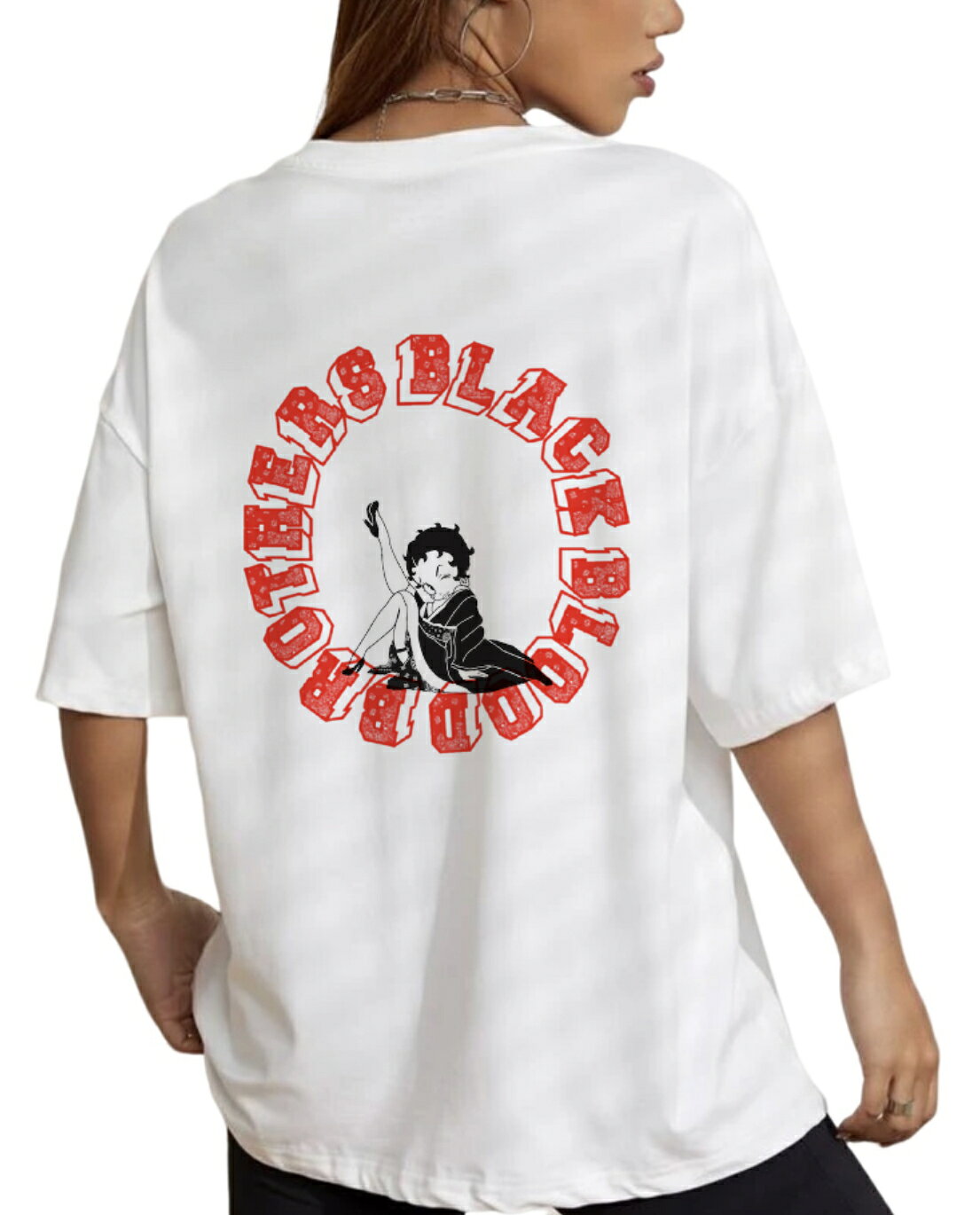 Rakuten - T-shirt Tシャツ tシャツ 春 夏 半袖 お洒落 ストリート系 白 HIPHOP 西海岸 チカーノ ロゴ バックプリント かっこいい かわいい シンプル ペイズリー柄 バンダナ柄 お出かけ 運動着 パジャマ プレゼント 誕生日 ギフト 彼氏 彼女 B系 ベティちゃん ベティブープ
