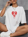 【今だけ価格】Tシャツ tシャツ 半袖 レディース お洒落 おしゃれ スポーツウェア ダンス衣装 夏 春 運動着 白 送料無料 シンプル ロゴ ゆったり 体型カバー ダイエット着 セクシー 涼しい スリム 韓国ファッション きれいめ 美ライン 細見え 着痩せ ハートマーク ジョーダン