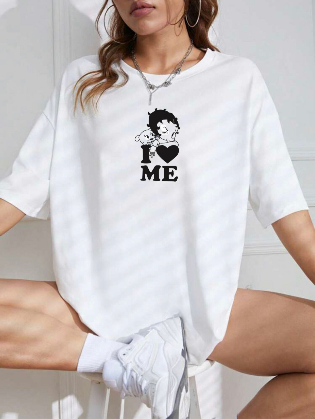 Rakuten - ★Tシャツ tシャツ おしゃれ ロゴ 可愛い かわいい カワイイ カットソー レディース トップス 半袖 半袖tシャツ 綿100% コットン ゆったり 大きいサイズ 体型カバー 二の腕 カバー 隠し おしゃれ シンプル 体型カバー 白 主婦 OL 運動着 ダイエット服