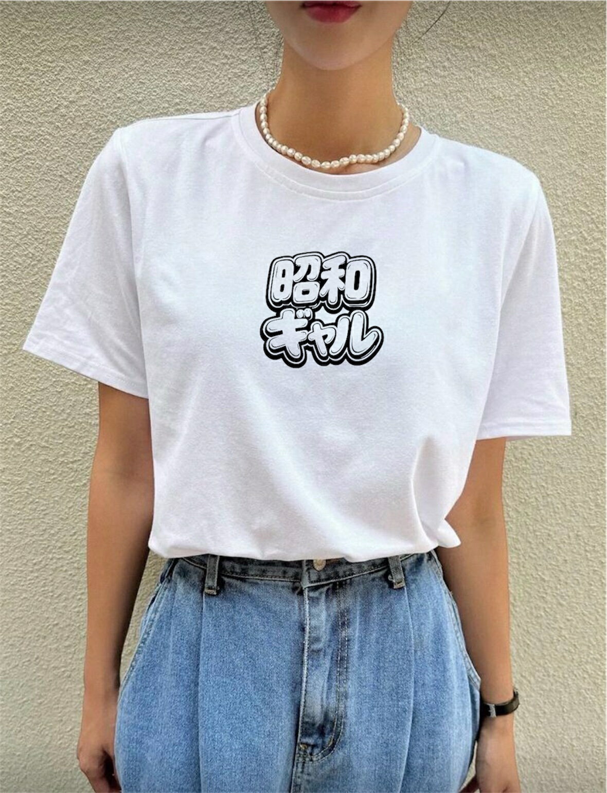 Rakuten - Tシャツ tシャツ おしゃれ ロゴ 可愛い かわいい カワイイ カットソー レディース トップス 半袖 半袖tシャツ 綿100% コットン ゆったり 大きいサイズ 体型カバー 二の腕 カバー 隠し おしゃれ シンプル 体型カバー 白 運動着 ダイエット服 昭和ギャル 面白い