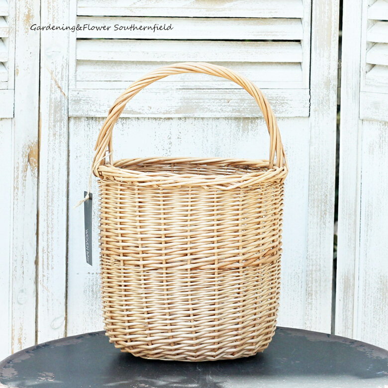 インテリア雑貨 木製 ナチュラルウィッカーバスケット たて長カゴ