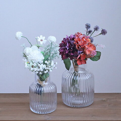 インテリア雑貨 フラワーベース 花瓶 ウェーブ クリア S