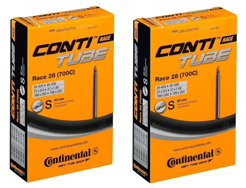 2本入り Continental (コンチネンタル) Race 28 20/25-622/630 S80 仏式ロングバルブ 80mm [並行輸入品]