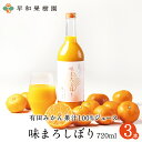 みかんジュース ストレート 味まろしぼり 720ml×3本W 無添加 果汁100% 和歌山 有田 温州みかん 早和果樹園 日本全国ドラレコ旅
