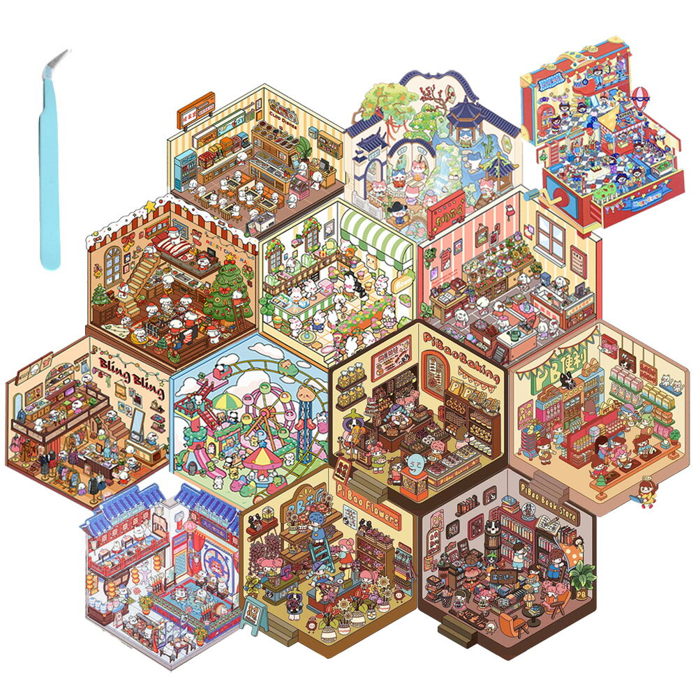 3D シーンシール デコレーション 造景 シール ハウス ステッカー ピンセット シール 可愛い ドールハウス ミニチュア キット ミニチュアハウス シール ストレス解消 おもちゃ