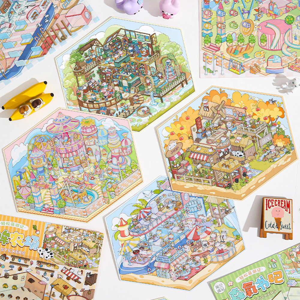 ハウスステッカー 3d ハウス ステッカー セット ストレス解消 グッズ 手帳 デコ 素材 紙 ドールハウス ..