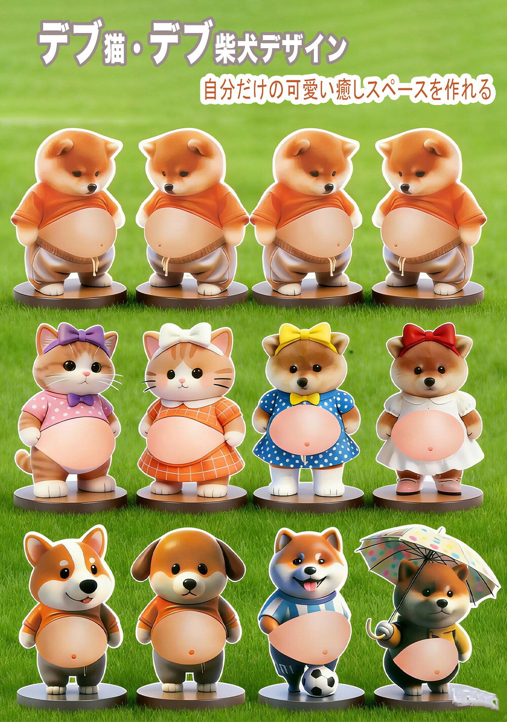 犬 お腹 シール ぷくぷく 動物 3d ステッカー 可愛い デコレーションシール 立体 もっちりスクイーズ 柴犬おなかぷにぷにシール ストレス解消 グッズ デブ犬 マシュマロ触感 手帳用 携帯電話飾り用 日記帳用 DIY用 soyii-10001078 soyii サンプル画像3