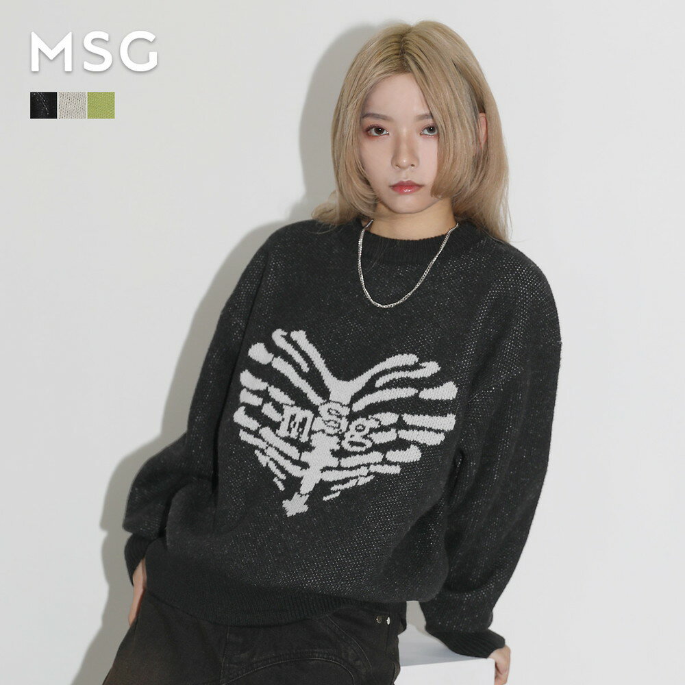 ニット プルオーバー ジャガード ハートモチーフ ハート メンズ レディース ファッション 春 秋 冬 オーバーサイズ 男女兼用 ユニセックス MSG