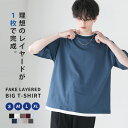 Tシャツ メンズ 半袖 カットソー 夏 夏服 春 春服 ファッション レイヤード フェイクレイヤード 重ね着風 ルーズシルエット ニュアンスカラー ブラック ホワイト