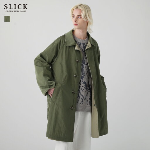 メンズ コート ステンカラー スプリングコート 春 秋 ヴィンテージ タフタ ギャバジン ベージュ カーキ SLICK スリック 5155760 メンズ コート ステンカラー スプリングコート 春 秋 ヴィンテージ タフタ ギャバジン ベージュ カーキ SLICK スリック 5155760