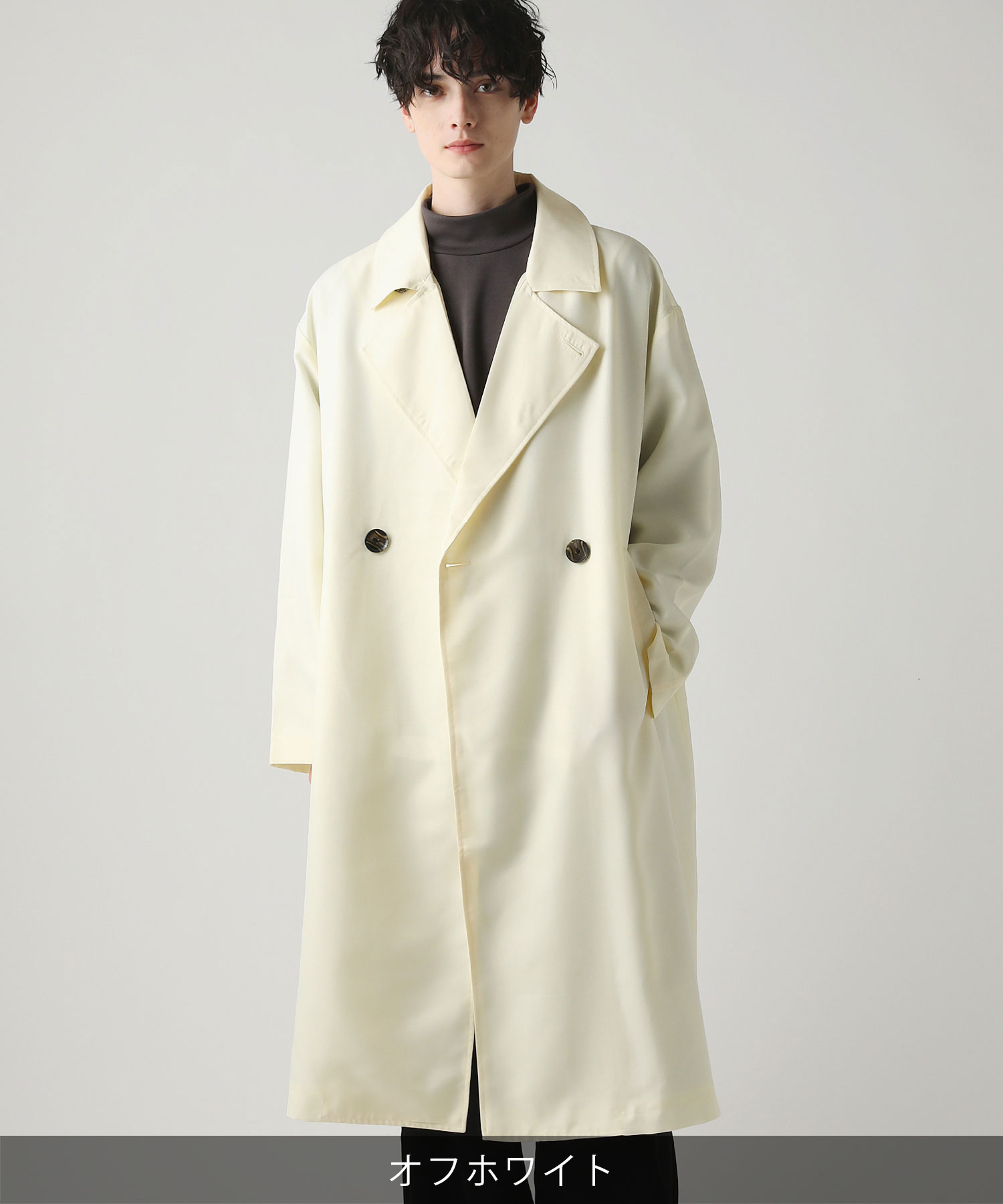 コート アウター 春コート メンズ ファッション ラップコートドレープ オーバーサイズ Aライン シンプル M L 春 秋