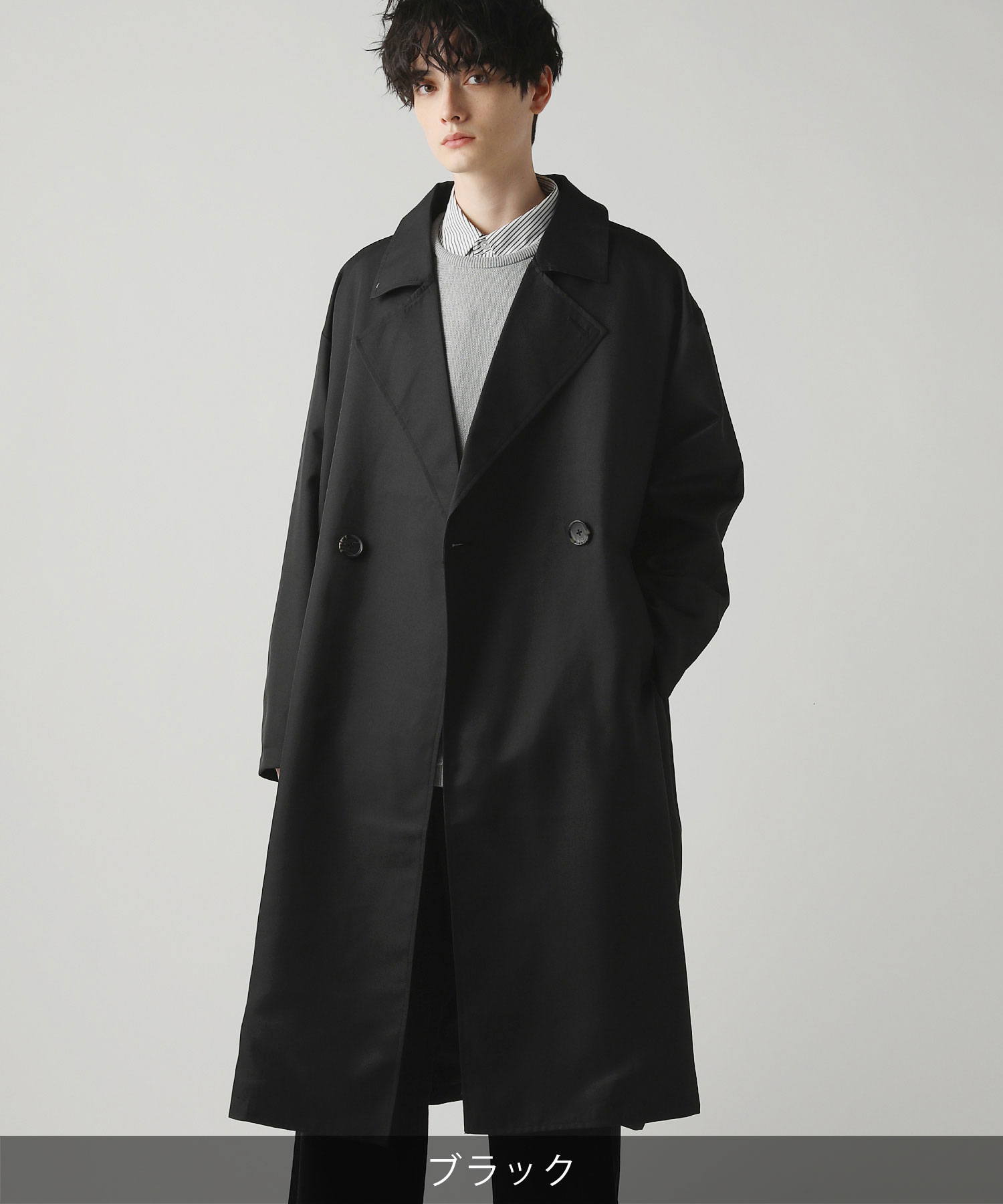 コート アウター 春コート メンズ ファッション ラップコートドレープ オーバーサイズ Aライン シンプル M L 春 秋