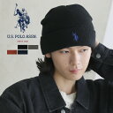 ニット帽 ビーニー 秋 冬 ユニセックス U.S. POLO ASSN. 別注 ロゴ 刺繍 帽子 ニットキャップ アイボリー ブラック ベージュ オレンジ ネイ...