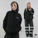 トラックジャケット メンズ ジャケット ユニセックス スタンドネック フード ドローコード リブ バルーンシルエット ドロップショルダー ルーズシルエット ブランドロゴ 刺繍 配色 ナイロン MSG