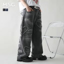 パンツ デニム ジーンズ メンズ レディース ダメージジーンズ バギーデニム バギーパンツ ハート ハートモチーフ パッチ フリンジ オーバーサイズ ファッショ...
