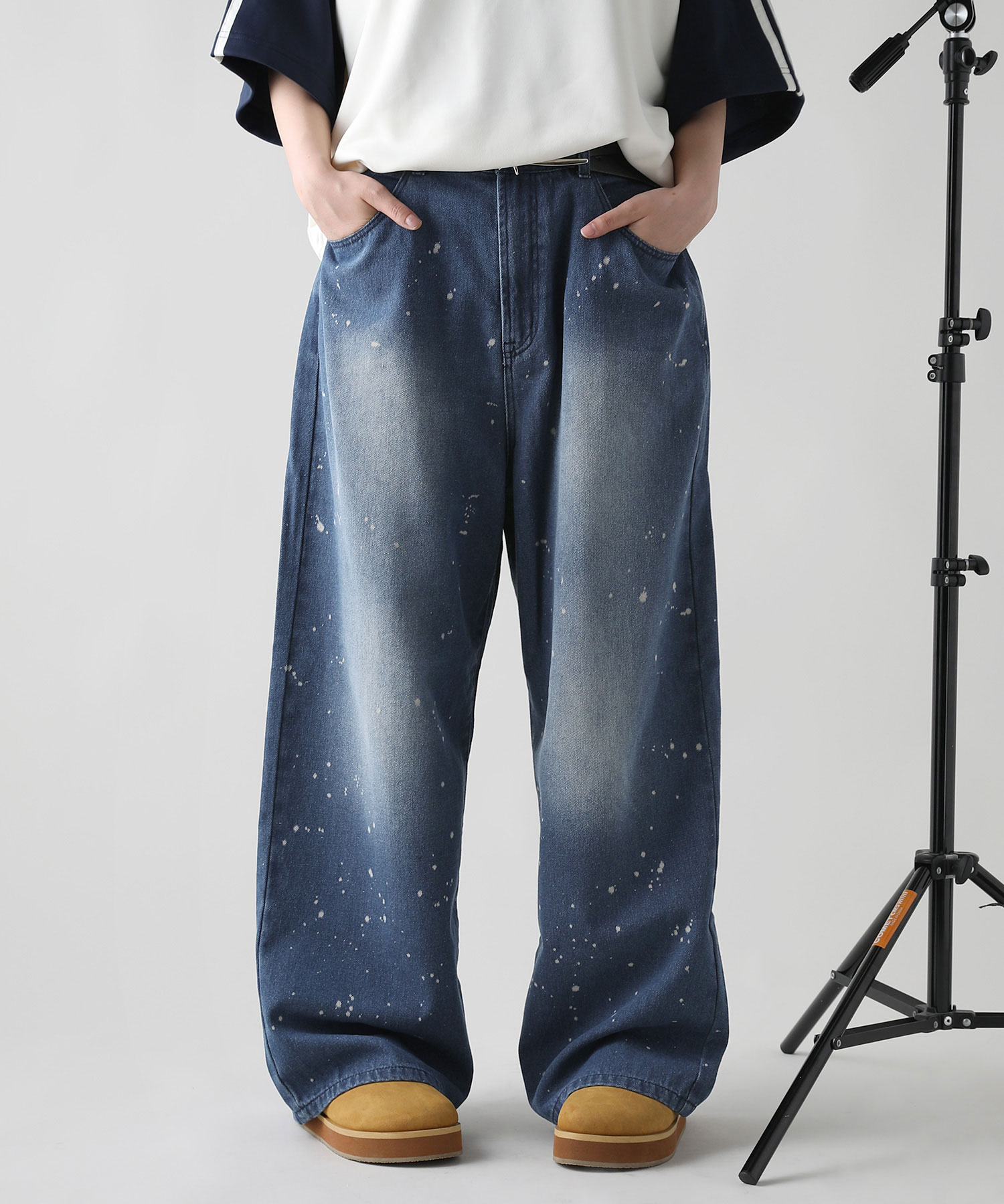 ペイントパンツ　古着　チノパン　リメイク　ペンキ　ブラウン　アート　PA260 ペイントパンツ 古着 チノパン リメイク ペンキ ブラウン アート