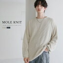 ニット メンズ モール ジャガード クルーネック 秋 冬 S M L アイボリー チャコール