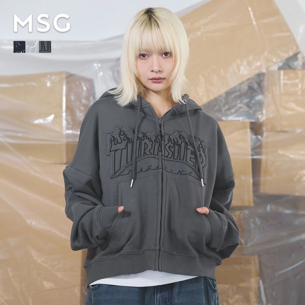 MSB ジップパーカー 杢グレー Mサイズ MSB double zip hoodie – YZ 