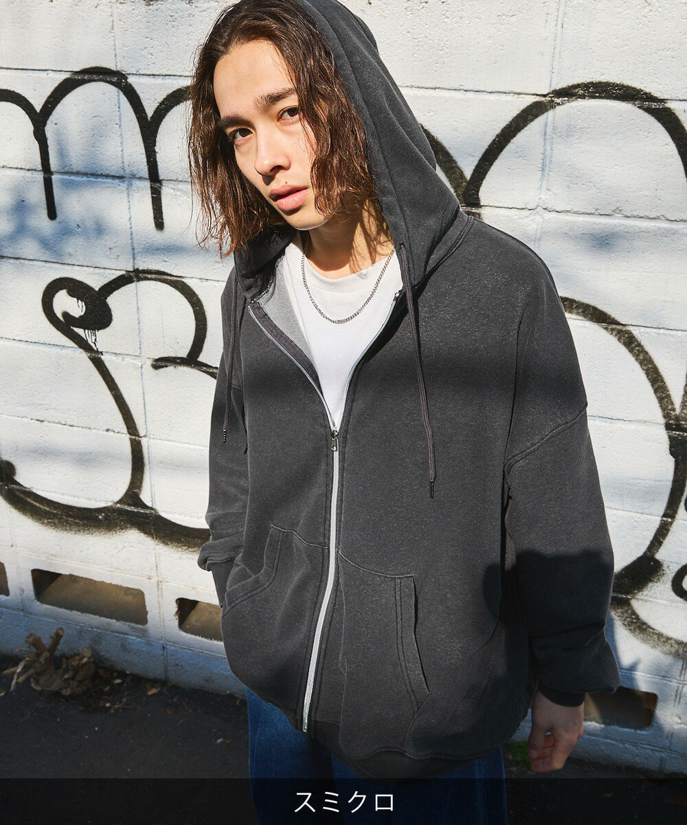 パーカー メンズ レディース ユニセックス フルジップ ジップパーカー インディゴ 裏毛 裏パイル 春 秋 冬 MSG