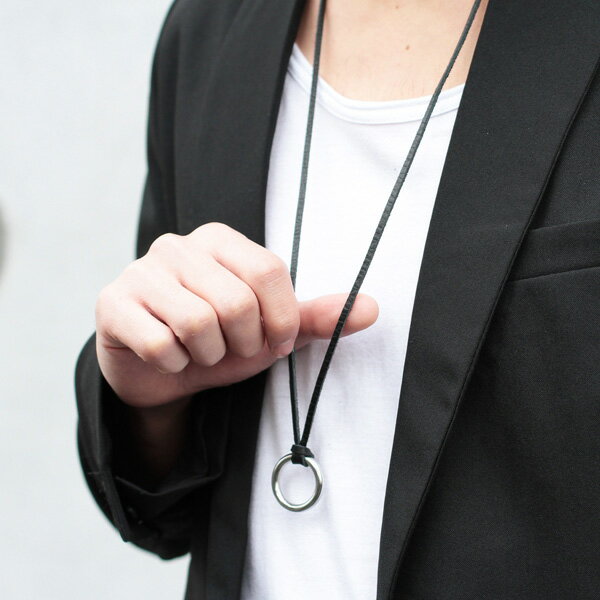 日本製 レザー コード リング ネックレス ネックレス・ペンダント 男女兼用アクセサリー ジュエリー・アクセサリー メンズファッション