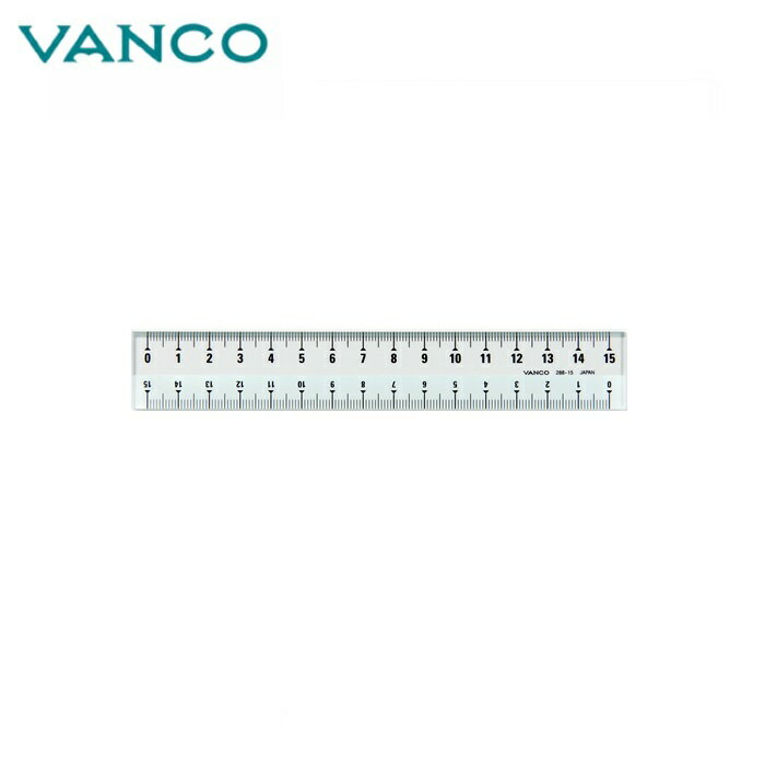 バンコ ツイン定規 288-15 15cm 28815 アクリル樹脂 ガラス色 白ベタ印刷 両つや 縦110x横25x厚さ2.0mm 日本製