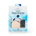 COPIC コピック アルコールインクアートセット 01 コピックインク4本 BG45 B06 B39 0 アルコールインクアートペーパー ふんわりタイプ（A5サイズ/10枚）レシピブック1冊 木製パネル3枚 約90mm x 78mm 厚み4mm