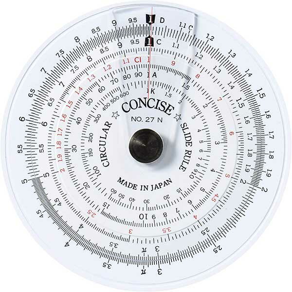【メール便対応】CONCISE コンサイス 円形計算尺 27N 一般乗除 比例 指数百分率 平方 立方 長さ 面積 体積 質量 温度 圧力 速さ デザイン文具 事務用品