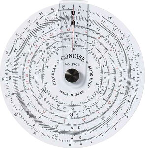 【メール便対応】CONCISE コンサイス 円形計算尺 270N デザイン文具 事務用品 一般乗除 比例 指数百分率 平方 立方 事務用品
