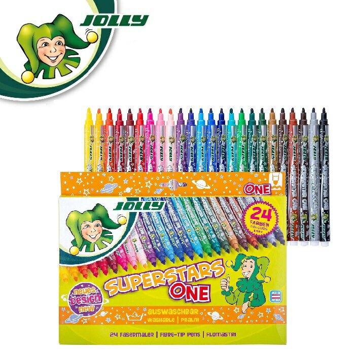 樂天商城 - JOLLY ジョリー ペン ONE 24色 スーパースターズONE 80642 スーパースターズONE24カラー スーパースターズ ワン Jolly ジョリー フェルトペン 水性ペン マーカー 24色 子供用 こども用 キッズ 学校文具 文房具 画材 お絵かき ぬりえ 発色が良い 太字ペン先 丈夫 安全キャップ