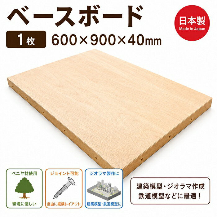 Rakuten - 【日本製】タケダ ベニヤ ベースボード 【600×900×40mm】 takeda 初心者 レイアウトボード ジョイント可 結合できる 土台 台 ボード 木製 平滑性 安定 湿気に強い ボルトねじ付き レイアウトボード 土台 木製ベース ベニヤ板 工作ボード レイアウト土台 鉄道模型 ジオラマ