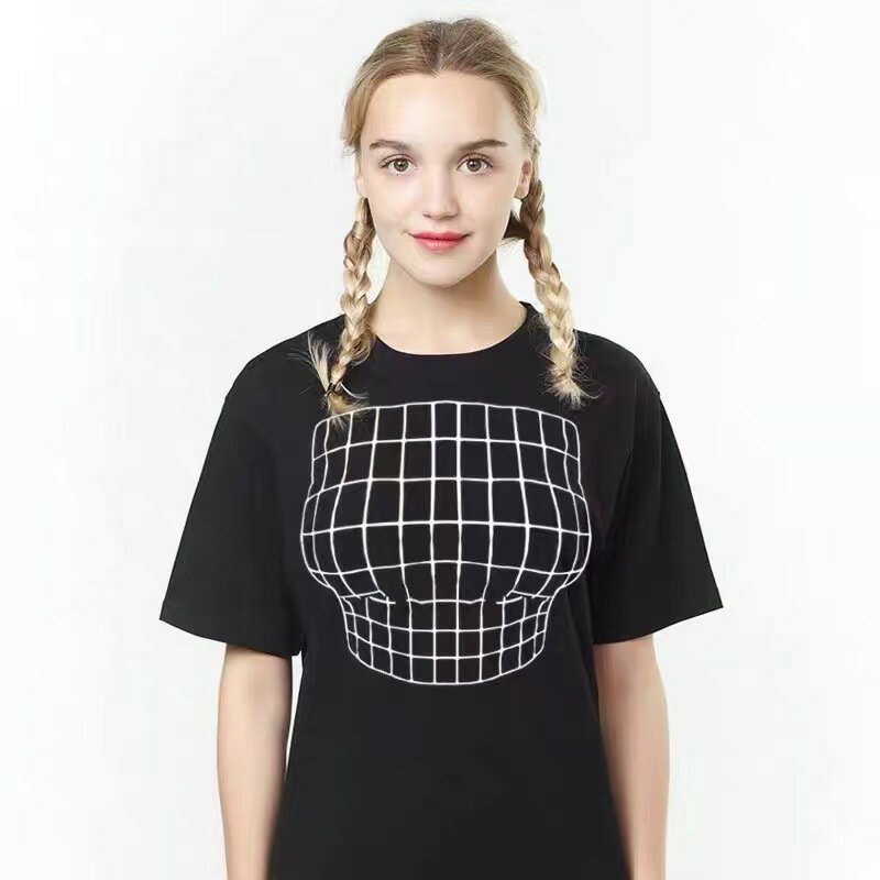 Tシャツ 男性/女性 ルーズ 視覚効果 トラップ 幻? 性格 面白い トップス シンプルパーソナリティ 送料..