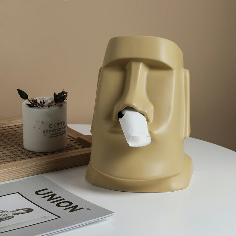 ティッシュケース おしゃれ インテリア ペーパーボックス モアイ像【メタリック オーナメント オブジェ リビング オシャレ プレゼント ギフト 誕生日 引っ越し祝い 新築祝い イースター島 おもしろ 雑貨 SNS インスタ映え】 [2]