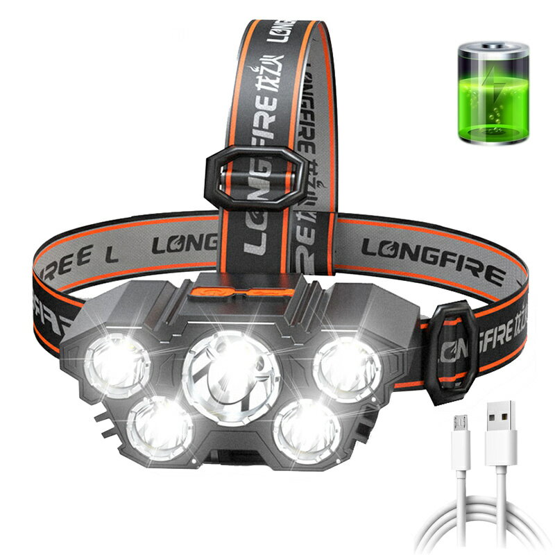 1pc 超高輝度強力な 5 LED ヘッドランプ充電式ヘッドランプ防水ヘッドライトヘッドトーチ屋外キャンプランニング照明
