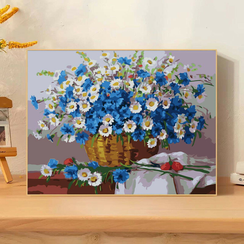 数字油絵 塗り絵 アクリル絵の具 大人の塗り絵 油絵 創る絵画 数字塗り絵 向日葵 30*40cm クリスマス プレゼント 花 アートパネル 壁 塗り絵セット ...