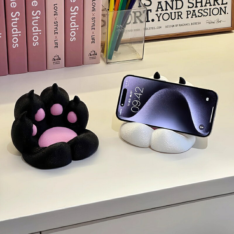 スマホスタンド 猫肉球 スマホホルダー スマートフォンスタンド かわいい スマートフォンストッパー おしゃれ 猫足型 スマホ台 卓上 インテリア 3Dプリント ギフト プレゼント デスク 癒しグッズ