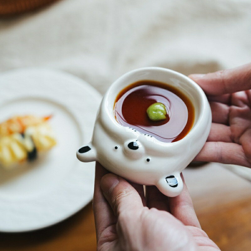 Rakuten - 【2個セット】小皿 醤油皿 シロクマ クマ 熊 くま 食器 陶器 薬味皿 取り皿 豆皿 動物 アニマル かわいい おしゃれ 子供 キッズ 食卓 テーブルウェア カフェ風 プレゼント ギフト