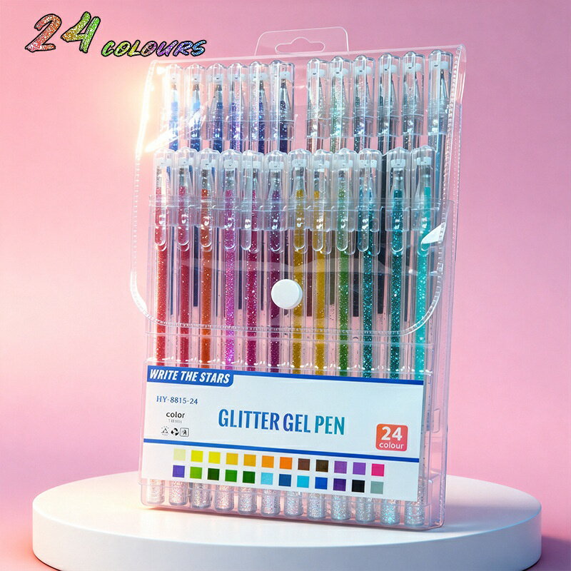 Rakuten - ラメペン キラキラペン 24色セット ゲルインク ボールペン 水性 カラーペン 塗り絵 手帳 DIY 子供用 中学生 女子 おしゃれ文房具