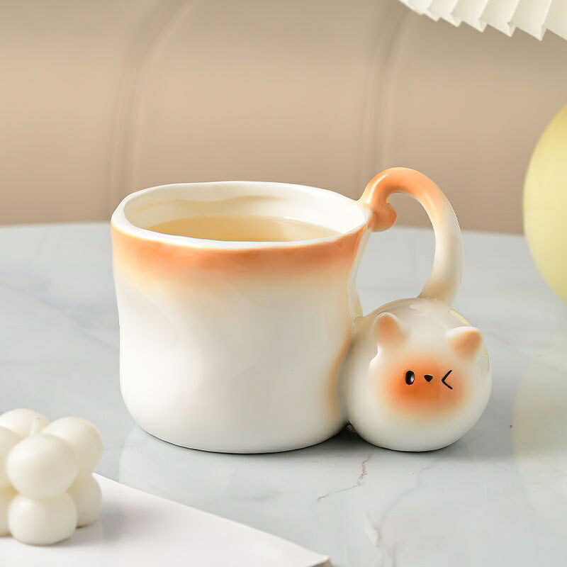 Rakuten - マグカップ 猫 陶器 北欧 カフェマグ かわいい コップ コーヒーカップ ティーカップ 猫グッズ アニマル 立体 かわいい おしゃれ シンプル 誕生日 プレゼント ギフト 女性 贈り物 来客用