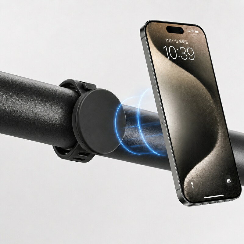 スマホホルダー マグネット MagSafe対応 シリコンバンド 両面マグネット スマホスタンド 車載 ベビーカー ゴルフ カート ジム ランニングマシン 冷蔵庫 ポータブル 強力 落下防止 軽量 iPhone Android