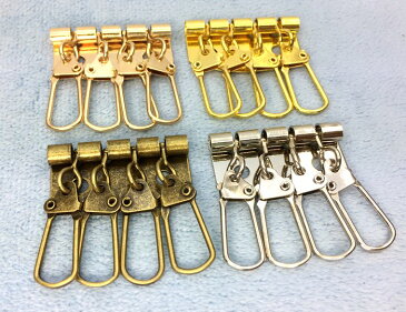 「キA4」 キーケース 金具 A 4連 幅34mm 5個入り アンティークゴールド(真鍮古美) ニッケルシルバー ゴールド マットゴールド 四連 厚タイプ キーホルダー