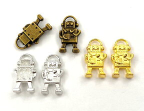 金属チャーム　ロボット　B　立体　10個入り　17*10mm　厚3.5mm　(1661)