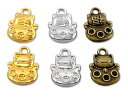 金属チャーム 招き猫 Y 10個入り 15*11mm 厚3.5mm AB面 福 ネコ D281 (4281)