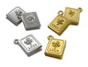 金属チャーム 本 5個入 17*13mm 厚6mm 立体 LUCK BOOK 本書 クローバー ニッケルシルバー ゴールド (3424)