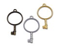 金属チャーム 枠形 鍵 M 10個入り 45*25mm 厚3mm カギ キー 丸 マル レジン枠 (4723) 値下げ出品 再入荷予定がありませんn(__)n