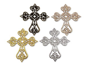 「透十字架」 透かしパーツ 十字架 Z 10個入り 薄いパーツ クロス 60*55mm セッティング 土台